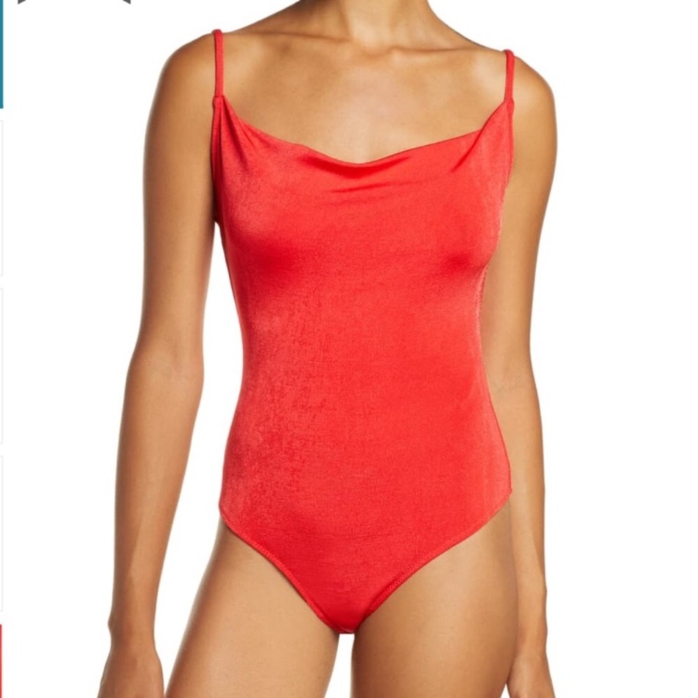 .Free People bodysuit Cowls in the Club red thong S - Picture 13 of 15